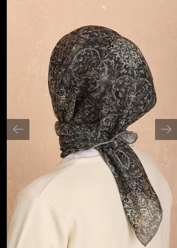 Drapeli Siyah Gri Kadın soft eşarp - Görsel 4