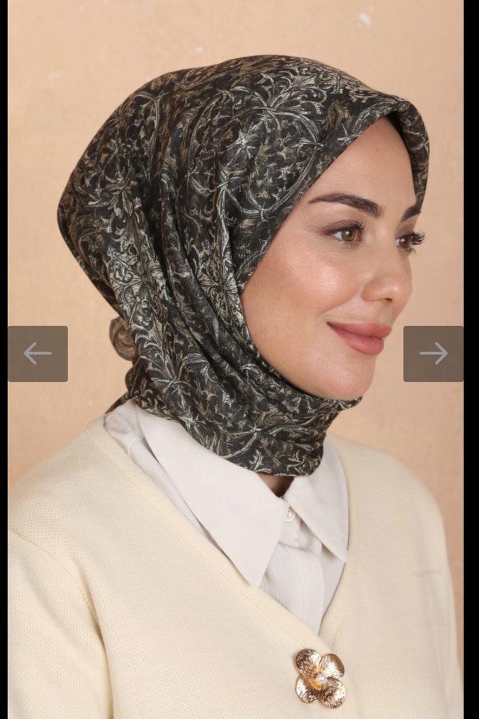 Drapeli Siyah Gri Kadın soft eşarp - Görsel 3