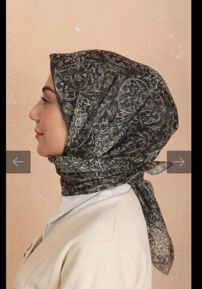 Drapeli Siyah Gri Kadın soft eşarp - Görsel 2