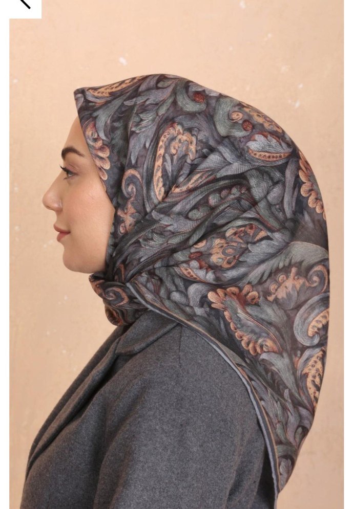 GRİ  YEŞİL  KAHVE SOFT PAMUK EŞARP - Görsel 3