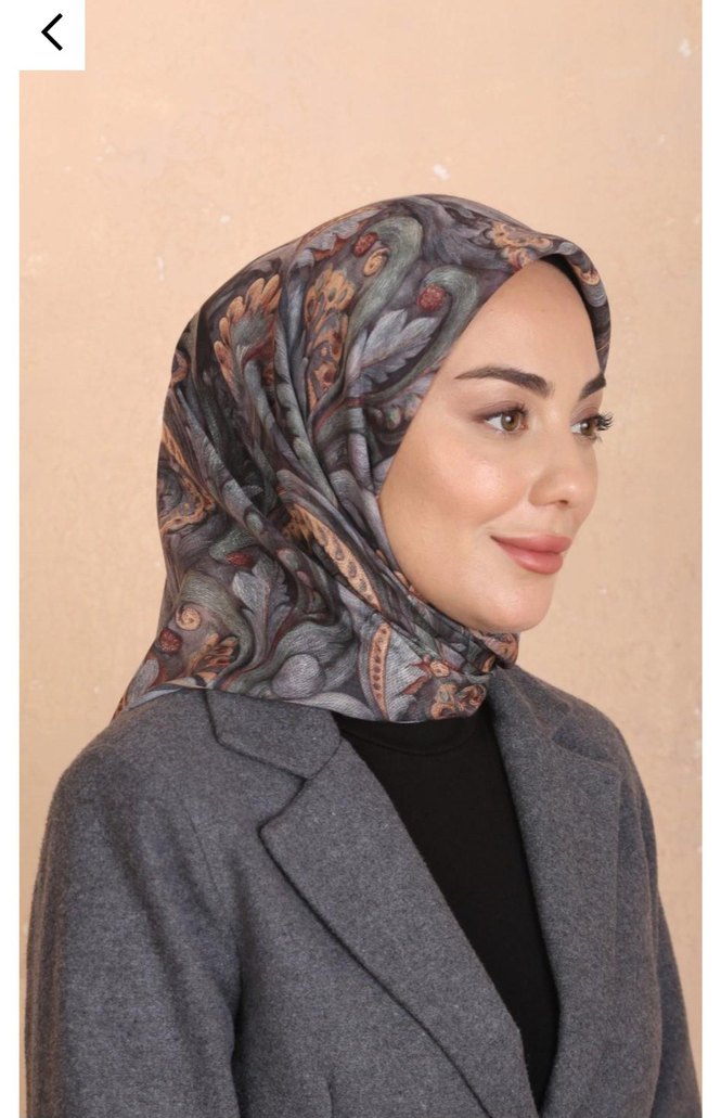 GRİ  YEŞİL  KAHVE SOFT PAMUK EŞARP - Görsel 2