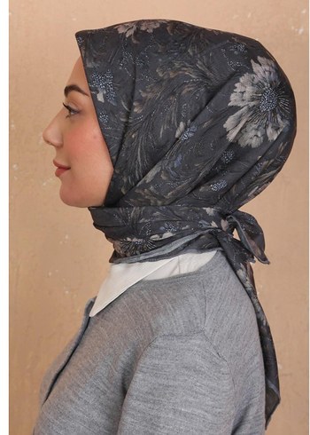 Gri Desenli Kadın EŞARP - Görsel 2