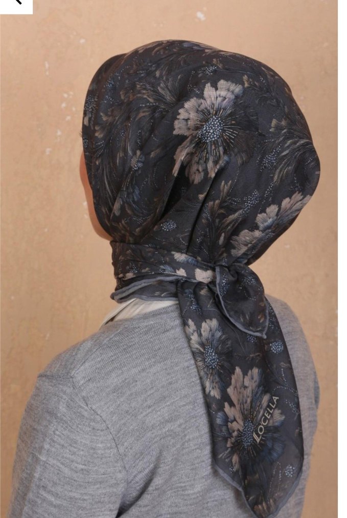 Gri Desenli Kadın EŞARP - Görsel 3