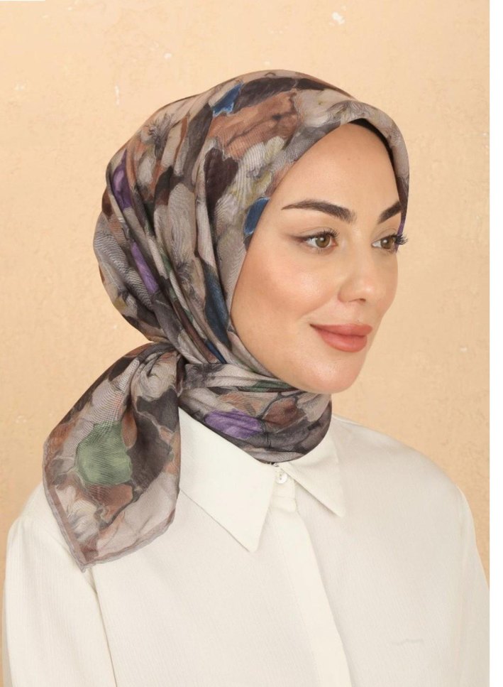 Bohem Tarzı Kahverengi Kadın SOFT EŞARP - Görsel 3