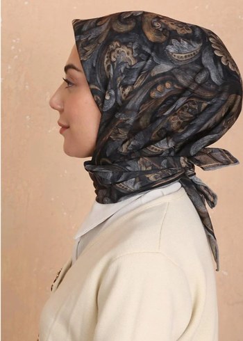 GRİ   KAHVE PAMUK SOFT EŞARP - Görsel 2