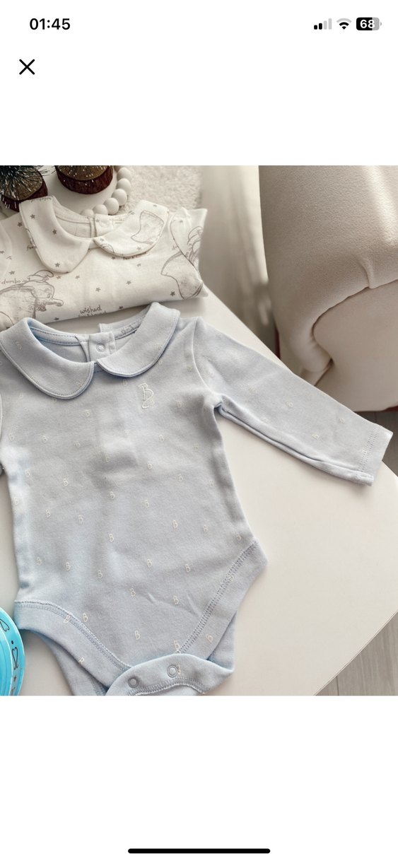 Mavi Örgü Bebek Uzun Kollu Body - Görsel 2