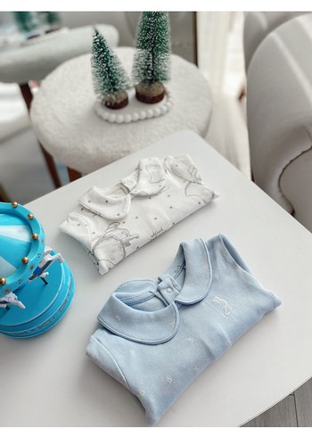 mavi Nakışlı Uzun Kollu Bebek Body - Görsel 3