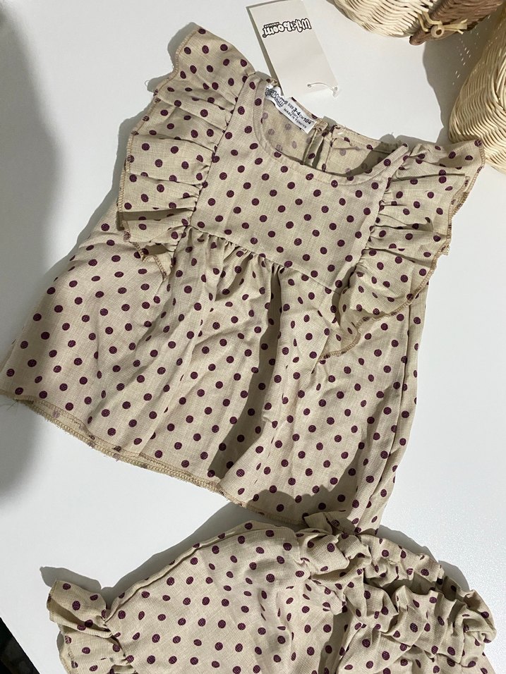 Puantiye Desenli Bebek Kız Takımı - Görsel 3