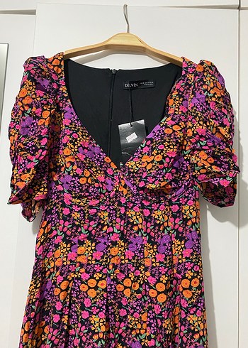 Dilvin Renkli Çiçekli Elbise - Görsel 8