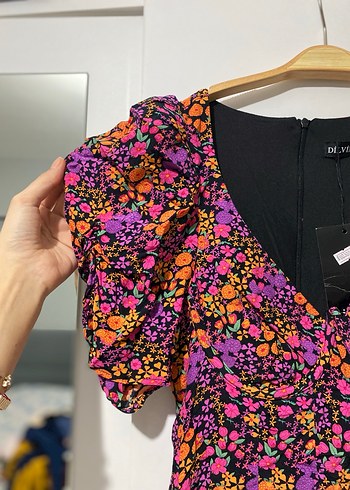 Dilvin Renkli Çiçekli Elbise - Görsel 6