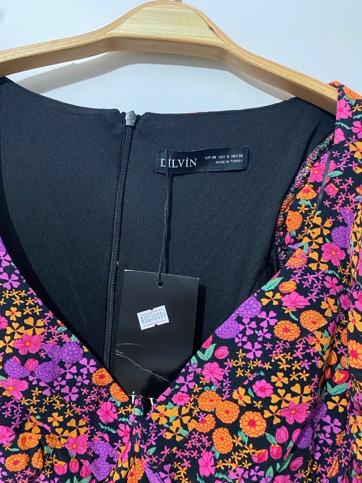 Dilvin Renkli Çiçekli Elbise - Görsel 3