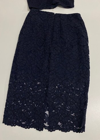 Lacivert Dantel İşlemeli Mini Büstiyer ve Etek Takım - Görsel 6