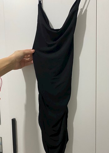 Siyah Mini Büzgülü Elbise - Görsel 3