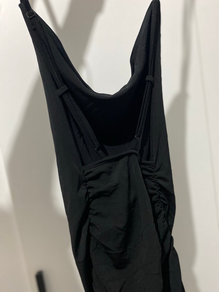 Siyah Mini Büzgülü Elbise - Görsel 4