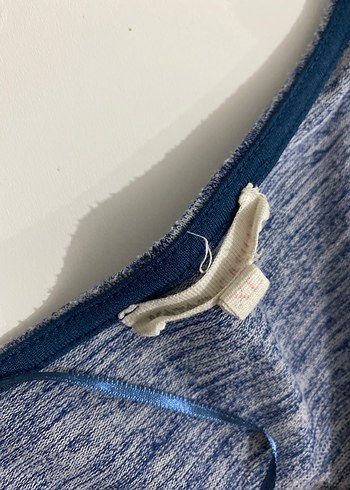 Uzun Kollu V Yakalı Mavi Kadın Tunik Elbise - Görsel 2