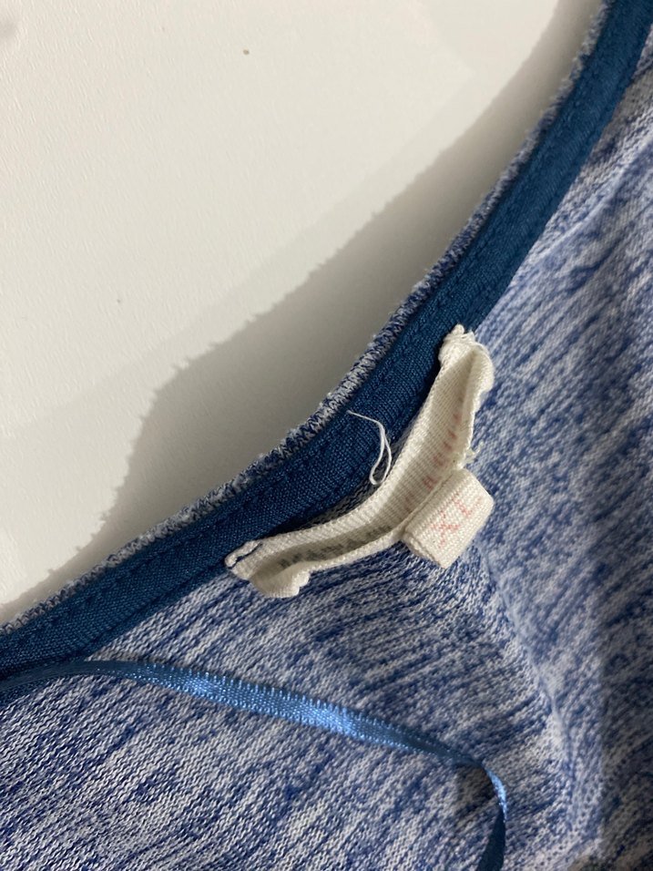 Uzun Kollu V Yakalı Mavi Kadın Tunik Elbise - Görsel 2