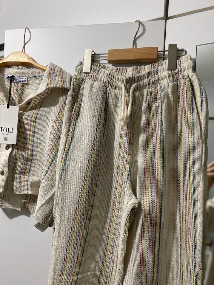 Bohem kadın gömlek ve pantolon 2li tkaım - Görsel 3