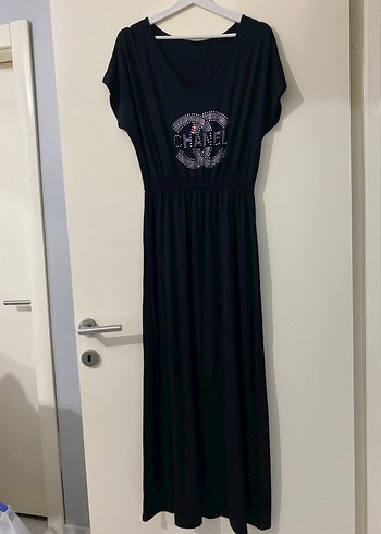 Siyah kısa kol uzun elbise - Görsel 5