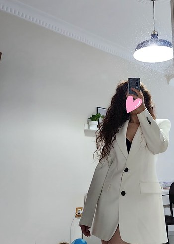 Kadın Beyaz Uzun Kollu Blazer Ceket pantolon takım
