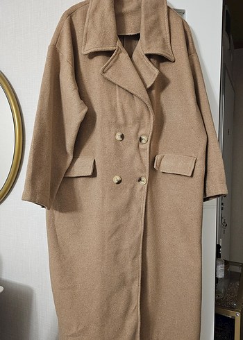 Bej Süet Midi Boy Kadın Kaban - Görsel 2