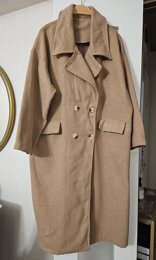 Bej Süet Midi Boy Kadın Kaban - Görsel 2