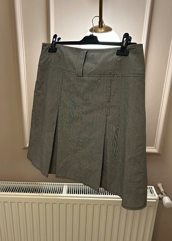 Gri Midi Hamile Pilili Keten Etek - Görsel 4