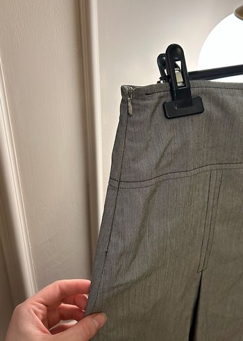 Gri Midi Hamile Pilili Keten Etek - Görsel 5