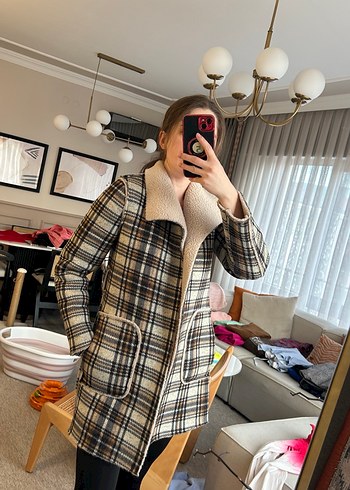 Ekose Midi Kadın Kaban - Görsel 2