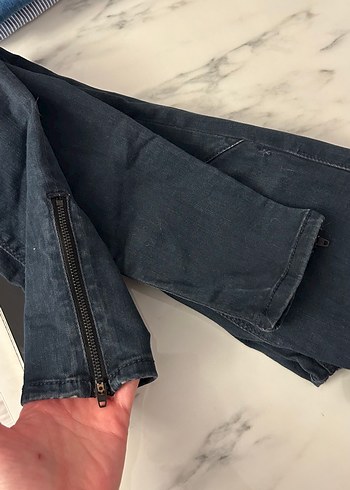 Lacivert siyah Beli Pilili Kadın Denim Pantolon - Görsel 7