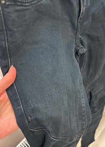 Lacivert siyah Beli Pilili Kadın Denim Pantolon - Görsel 2