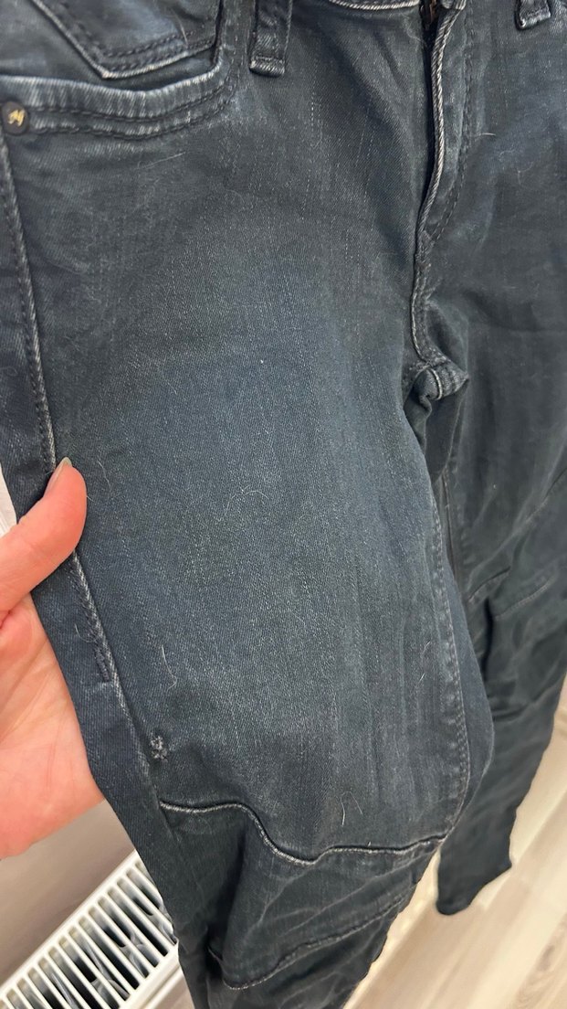 Lacivert siyah Beli Pilili Kadın Denim Pantolon - Görsel 2