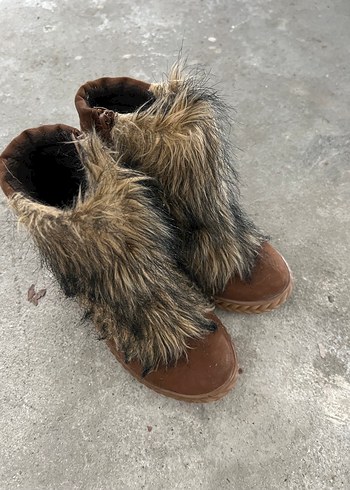 Kahverengi Süet Kürklü Dolgu Topuklu Bot - Görsel 5