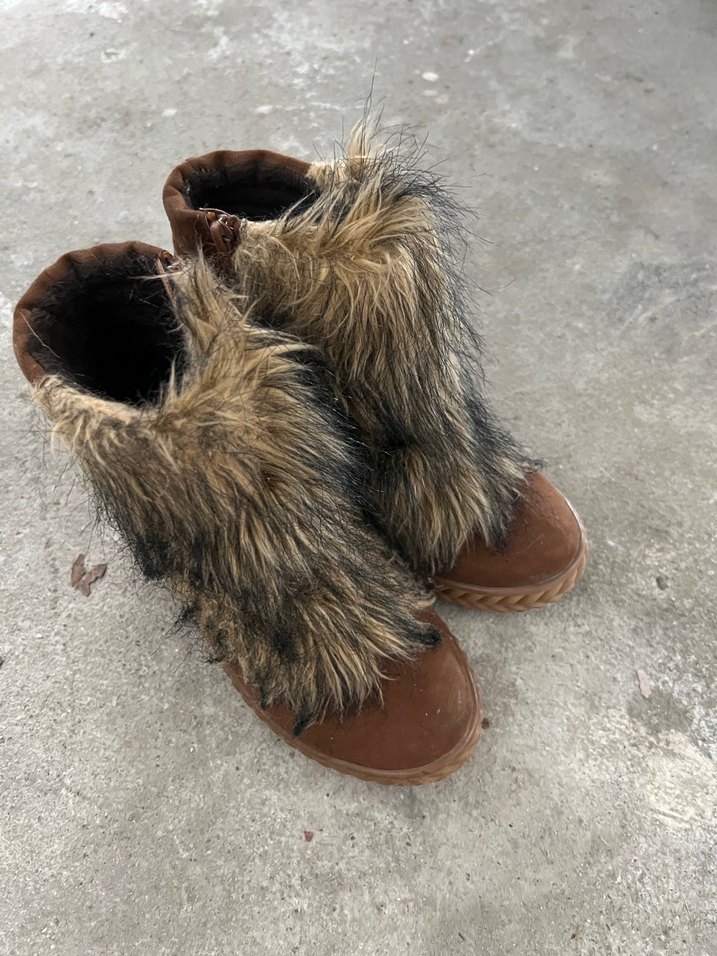 Kahverengi Süet Kürklü Dolgu Topuklu Bot - Görsel 5