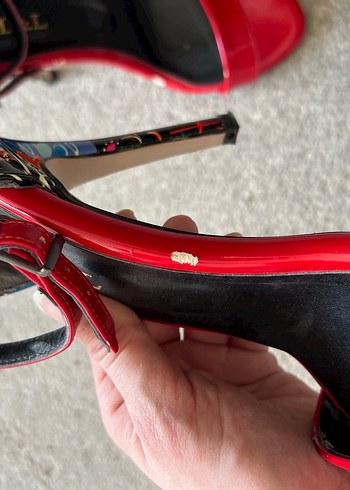 Kırmızı Rugan Tokalı İnce Topuklu Kadın Ayakkabı - Görsel 5