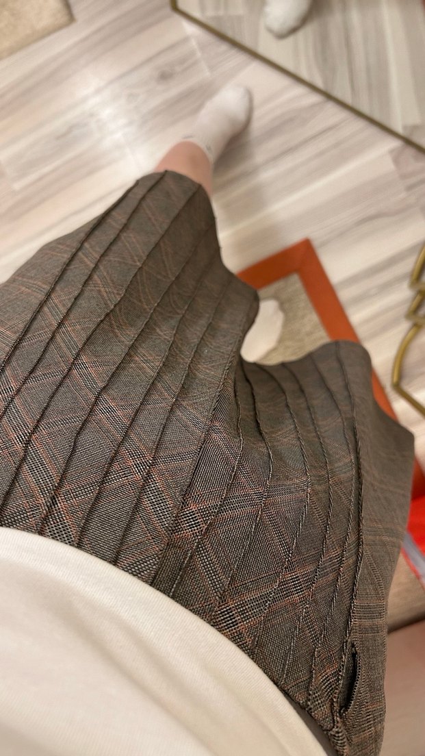 Bej Pileli Midi Etek - Görsel 5