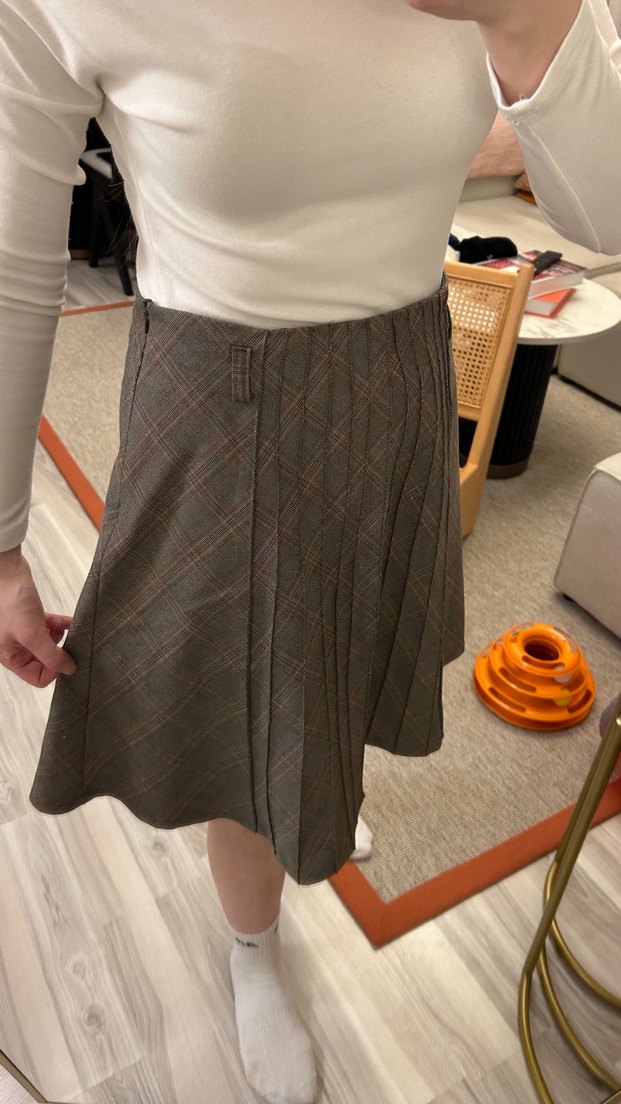 Bej Pileli Midi Etek - Görsel 3