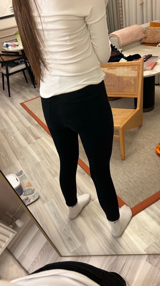 Kadın Siyah Dar Kesim Midi Kot Pantolon - Görsel 4