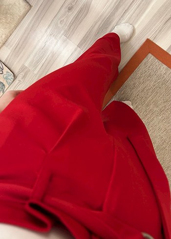 Kemer Detaylı Kırmızı Kadın Kumaş Pantolon - Görsel 7