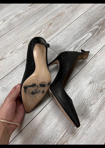 Divarese Siyah Deri Stiletto - Görsel 3