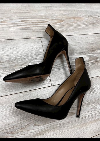 Divarese Siyah Deri Stiletto - Görsel 2