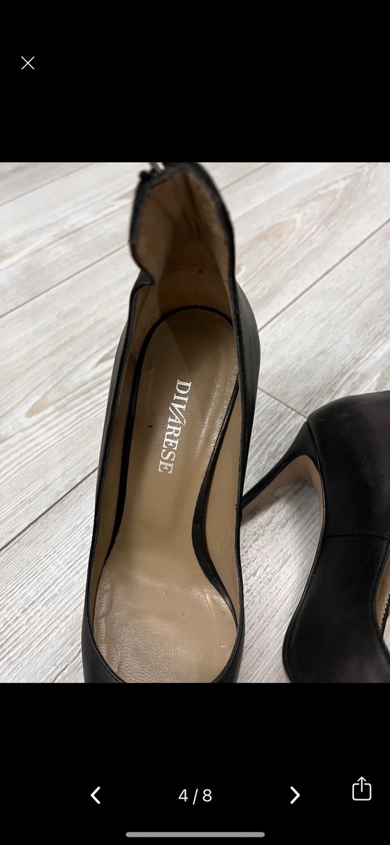 Divarese Siyah Deri Stiletto - Görsel 4