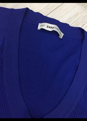 Kadın Mavi V Yaka Kolsuz Triko Atlet - Görsel 2