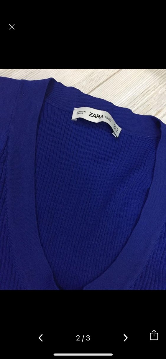 Kadın Mavi V Yaka Kolsuz Triko Atlet - Görsel 2