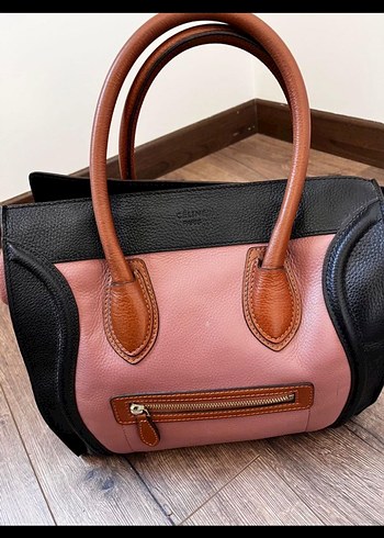 Celine orjinal Deri Pembe Siyah Kadın Çanta - Görsel 3