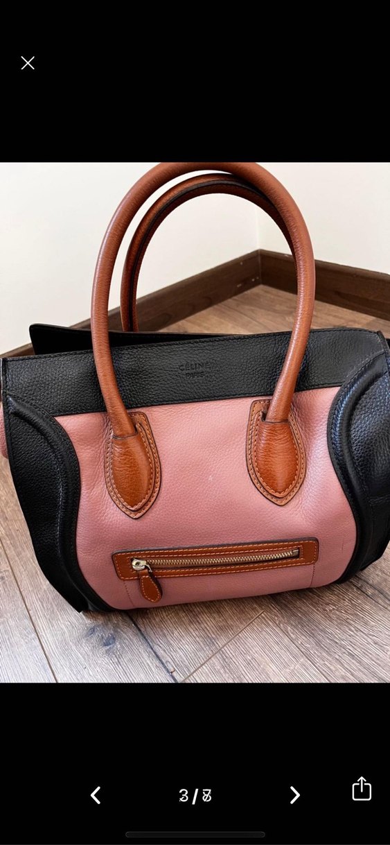 Celine orjinal Deri Pembe Siyah Kadın Çanta - Görsel 3