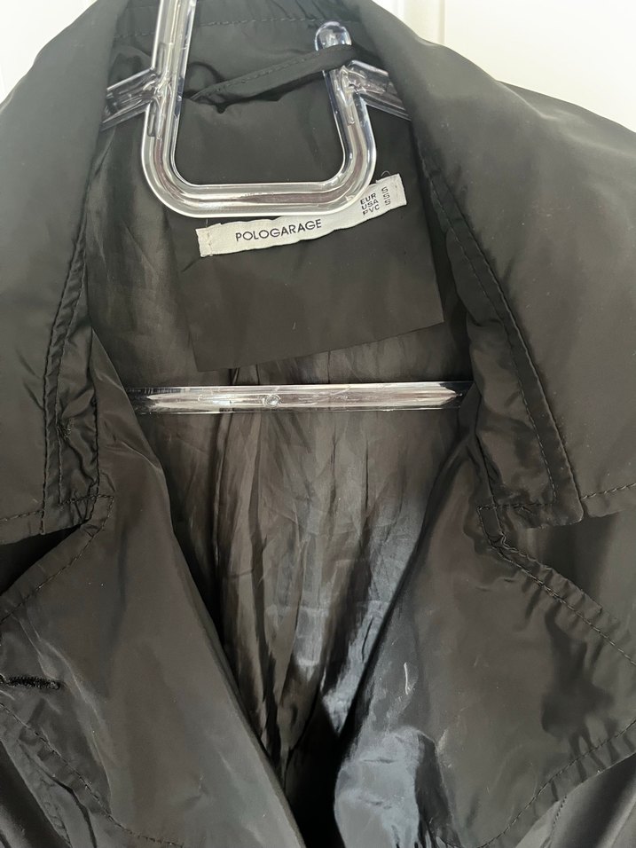 Siyah Midi Kadın Trençkot, Düğmeli, Notch Yaka - Görsel 3