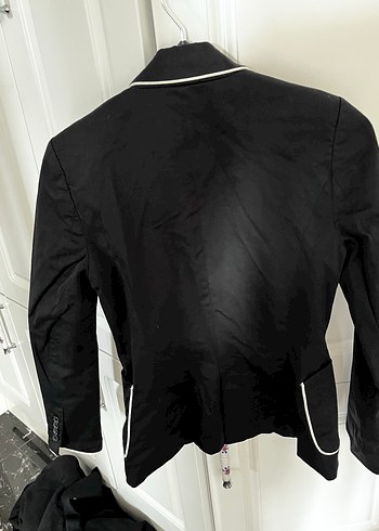 Zara xs Siyah Kadın Düğmeli Midi Blazer - Görsel 8