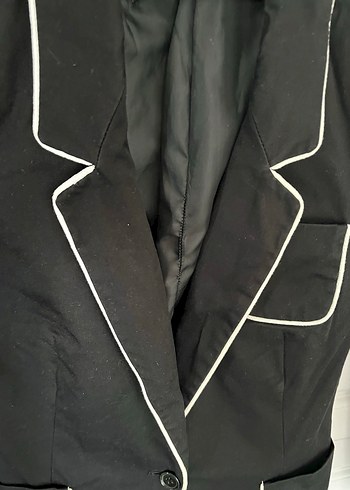 Zara xs Siyah Kadın Düğmeli Midi Blazer - Görsel 4