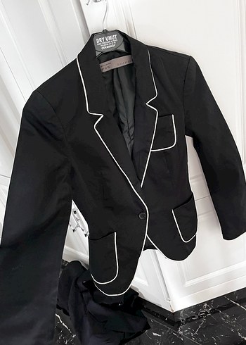 Zara xs Siyah Kadın Düğmeli Midi Blazer - Görsel 6