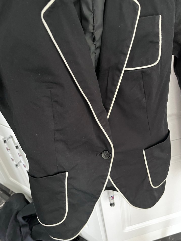 Zara xs Siyah Kadın Düğmeli Midi Blazer - Görsel 5